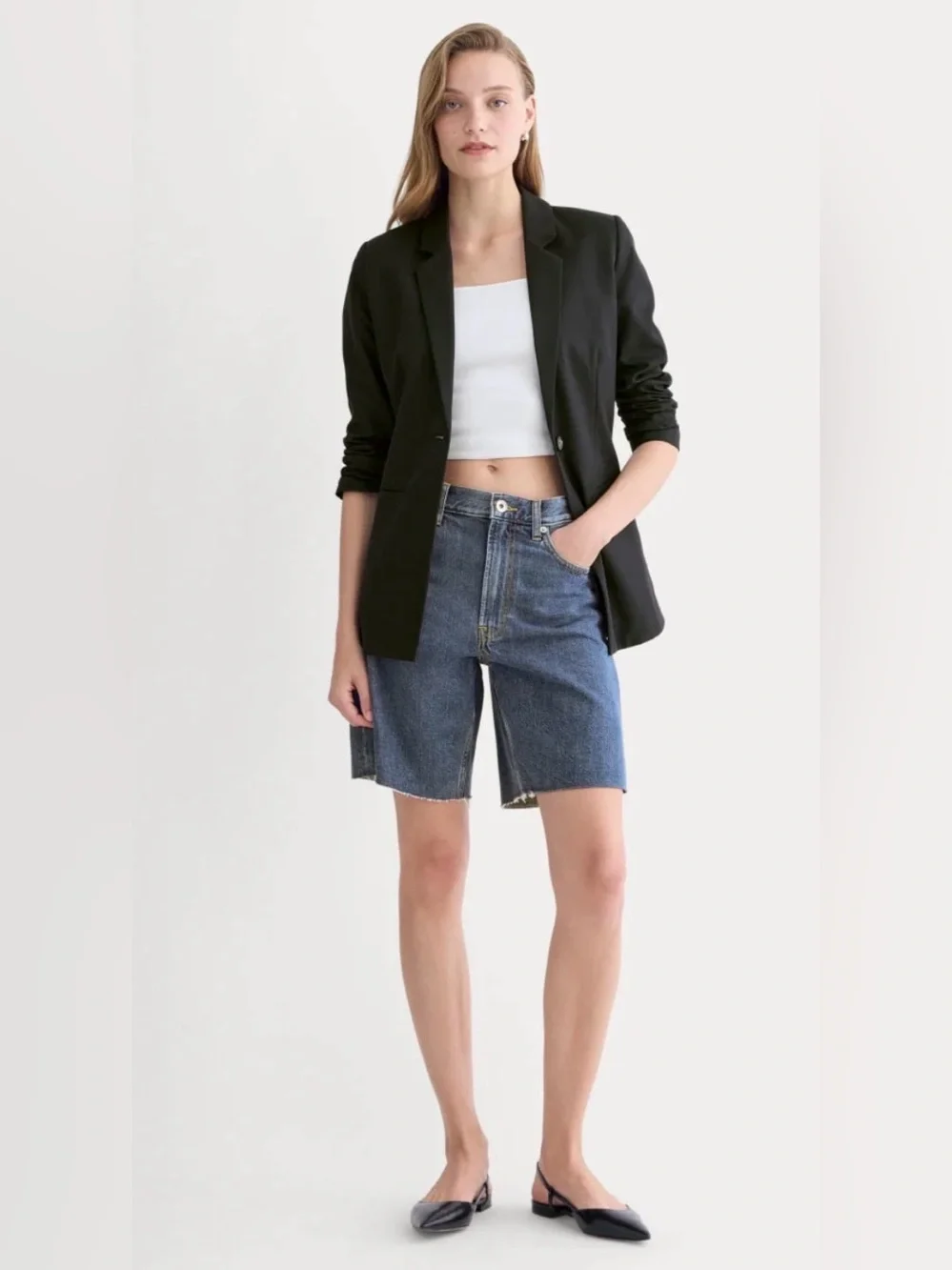 NWOT Everlane THE OG BAGGY JEAN SHORT in Medium Blue Size 28